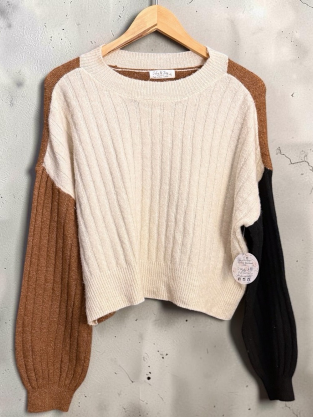 Jolie & Joy Colorblock Ribbed Knit Sweater Size Large NWT